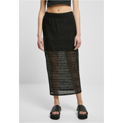 Womens Stretch Crochet Lace Midi Skirt Black