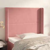 Vidaxl Vzglavje z ušesi roza 93x16x118/128 cm žamet