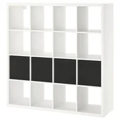 KALLAX Spojene police s 4 umetka, bela, 147x147 cm