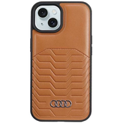 Audi Synthetic Leather MagSafe iPhone 15 Plus 6.7 brown hardcase AU-TPUPCMIP15M-GT/D3-BN (AU-TPUPCMIP15M-GT/D3-BN)
