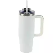 Termovka s slamico MIAU - bela, 900 ml