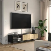 BOASTAD TV stalaža, crna/hrastov furnir, 181x42x45 cm