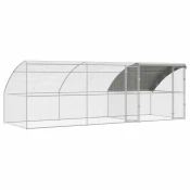 Vidaxl Kletka za piščance srebrna 600 x 200 x 198.5 cm Pocinkano jeklo