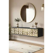 Hanah Home komoda Arex 120, 120 cm, antracit / travertin / zlatna