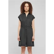 Viscose Twill Womens Short Jumpsuit - Black