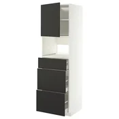 METOD/MAXIMERA Visoka omara za vgrad gspd aparate, bela/Nickebo mat antracitna, 60x60x200 cm