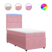 Vidaxl Box spring postelja z vzmetnico roza 90x200 cm žamet