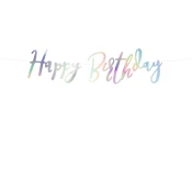 PartyDeco Banner mavrični- Happy Birthday 16,5 x 62 cm