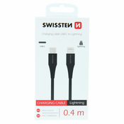 SWISSTEN podatkovni USB-C/Lightining, 0,4 m, 71506512, črn