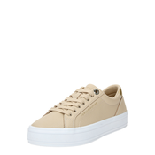Beige womens leather sneakers Tommy Hilfiger Essentials Vulc Leather Sneaker