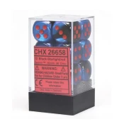 Kockice Chessex - Gemini - Polyhedral - Black Starlight & Red - Dice Block 16mm (12)