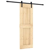 Vidaxl Drsna vrata Naravna in črna 70 x 210 cm Masiven borov les