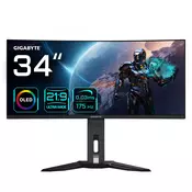 GIGABYTE MO34WQC 86,36cm 34 inch OLED gaming monitor 3440x1440 WQHD 250 cd/m2 175Hz 2xHDMI 2.1 1xDP 1.4 1xUSB C