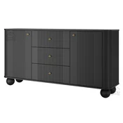 Komoda Vesper 160 2D3SZ - črna, na okroglih nogah, zlate ročaji
