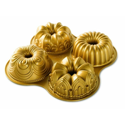 NordicWare Obrazec za štiri manjše torte PREMIUM gold