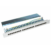 XtendLan Patch panel 19, 24 priključkov CAT6 z zaščito - siva