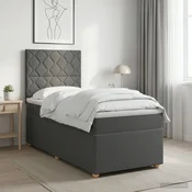 Boxspring krevet s madracem Tamnosiva 100 x 200 cm Tkanina 200 x 100 x 140.5 cm