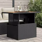 Vidaxl vidaXL Vrtna miza črna 100x55x73 cm poli ratan in akacija