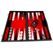 Kožni backgammon Platinum - Deluxe, crveni (mali)