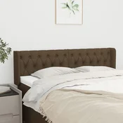 Vidaxl Vzglavje z ušesi temno rjavo 147x16x78/88 cm blago