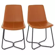 Northix Vintage jedilni stoli, rjavi, ergonomski, umetno usnje, kovinske noge, 57 x 48 x 83 cm