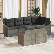 Sjedeća garnitura za vrt 7 kom. Siva poliratan 233,5 x 123,5 x 85 cm