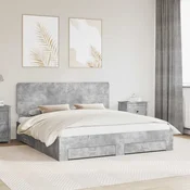 Krevetna konstrukcija s ladicama Betonski sivi 200 x 200 cm Siva 203 x 203 x 100 cm