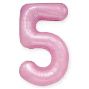 PartyPal Folija balon številka 5 PET pastelnih vrtnic 100 cm
