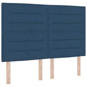 Vidaxl LED Box Spring Postelja z vzmetnico Modra 160 x 200 cm blago