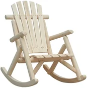 OUTSUNNY Gugalni stol za vrt, adirondack slog iz smrekovega lesa, ergonomsko oblikovanje, barva lesa 96x66x98cm
