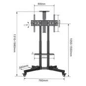 Xstand 32/75 gp Podni pokretni nosac za TV/VESA 600x400/maxTILT od+15-15/do 45kg/gornja polica 208422