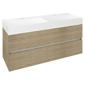 SAPHO ODETTA Umivalniška Omarica 118 cm, Jilm Bardini, MDF Lamino, Siva/Srebrni Hrast
