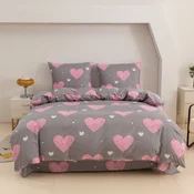 shumee Bombažna posteljnina 160x200 roza srce