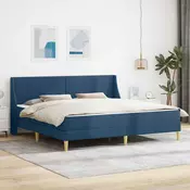 vidaXL Posteljni okvir z vzmetnico Modra 180 x 200 cm Poliester