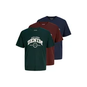 JACK & JONES Majica JJJAM mornarska/jelka/temno rdeča/off-bela
