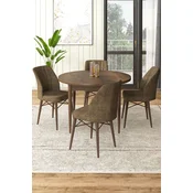 Hanah Home Set Trpezarijski sto i 4 stolice, Braon