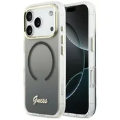 Guess IML Gradient Script kovinski ovitek MagSafe za iPhone 17 Pro Max črne barve