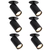 Komplet 6 modernih vgradnih reflektorjev črne barve GU10 50mm - Chels