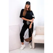 Kesi Włoski Womens viscose set with short sleeves and trousers black