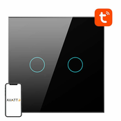 Smart Glass LED Wifi Touch Tuy 2-kanalni crni Alexa Google Assistant