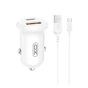 XO CC69 punjac za automobil s USB i Type-C prikljuckom, 30 W, PD brzi punjac + Type-C kabel, BIJELI XO-CC69_W