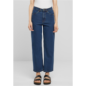 Womens Cropped Straight Leg Jeans - Navy Blue