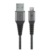 Goobay mikro USB na USB-A 0,5 m kabel za povezivanje s metalnim prikljuccima, svemirska siva/srebrna
