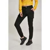 Womens high-waisted cargo pants black