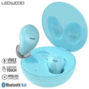 LEDWOOD LUNA brezžične slušalke, TWS, BT5.0, Voice, Touch, Brezžično polnjenje, modre