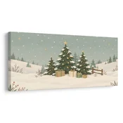 Slika zasnežene jelke pod zvezdami - 80x40