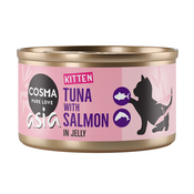 Ekonomično pakiranje Cosma Asia Kitten u želeu 24 x 85 g - Tuna s lososm