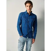 KOROSHI Srajca moder denim/oranžna