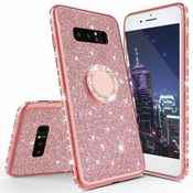 Silikonski ovitek RING za Samsung Galaxy S10e G970 roza z bleščicami