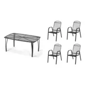 eoshop Kovinski vrtni set Eoshop 56: miza + 4 zložljivi stoli, zložljivi v kup